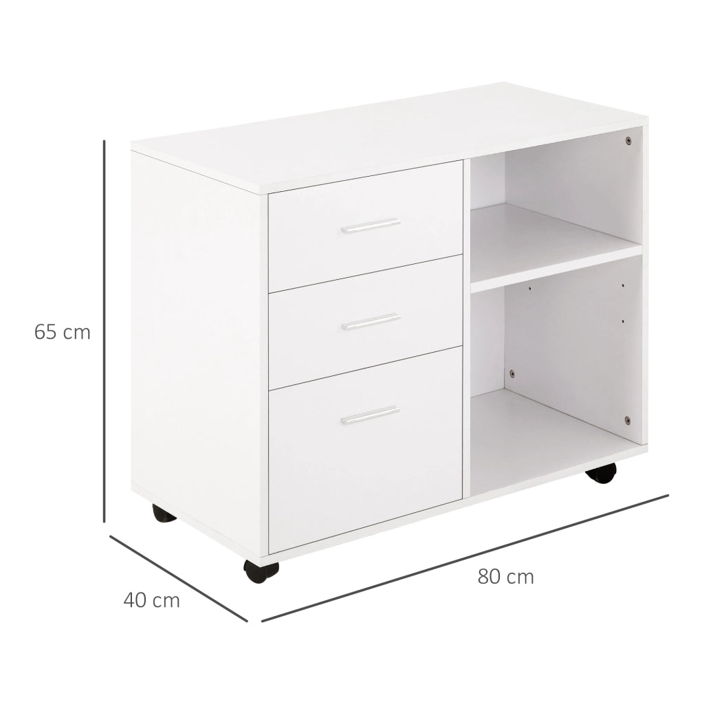 Scrivania con cassetti e scaffale ¨C zephmum ¨C bianco 80x40x65 cm