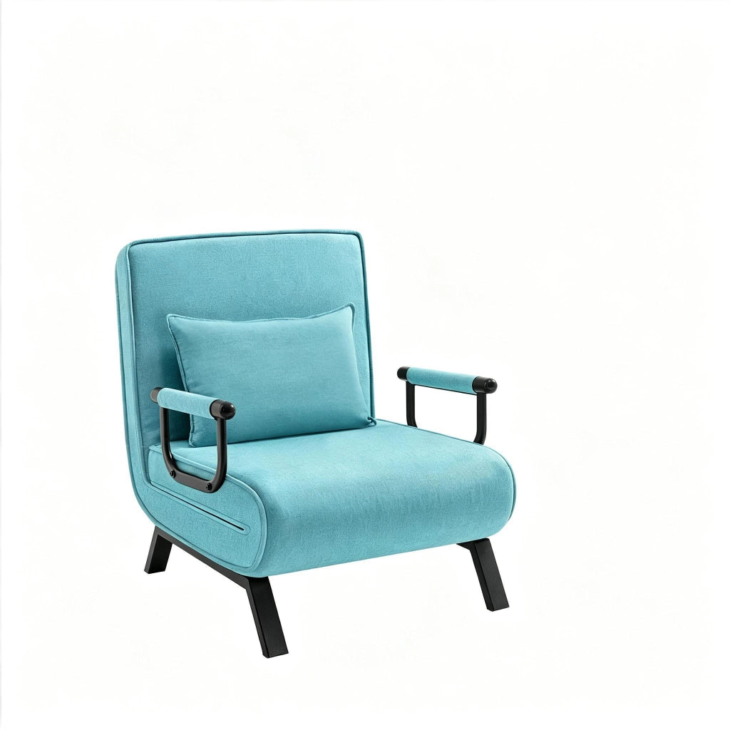 SEDIA LETTO 190x74 cm Blu in lino, metallo e spugna