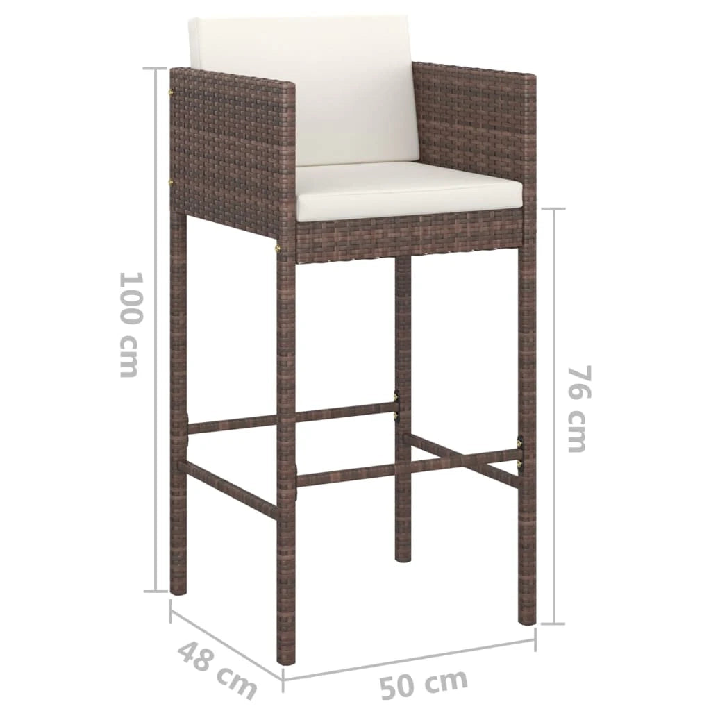 Set da bar da giardino 5 pezzi e cuscini in resina intrecciata marrone 02_0013349