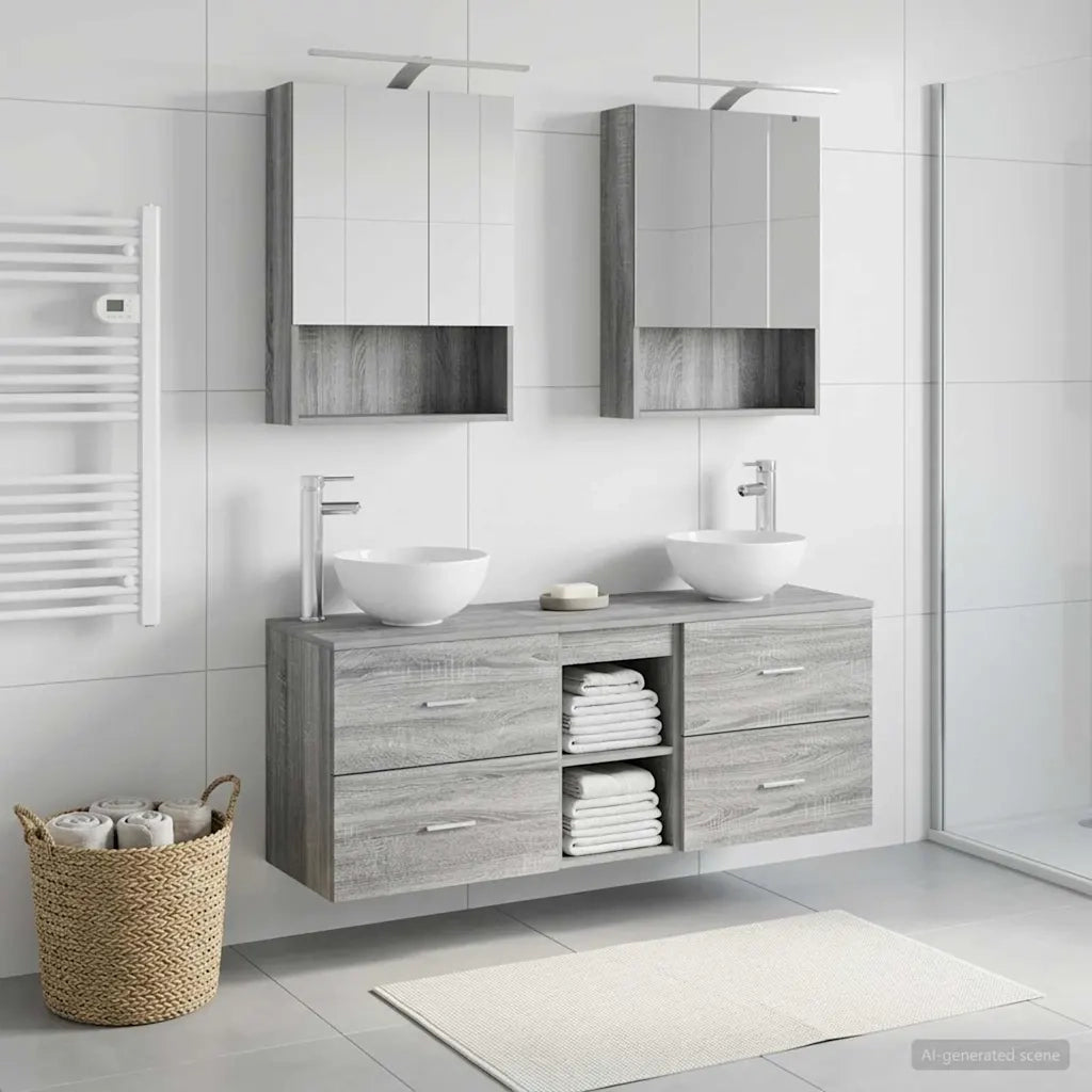 Set di Armadi da Bagno 5 pcs Sonoma grigio 50 x 14,5 x 70 cm 3406684