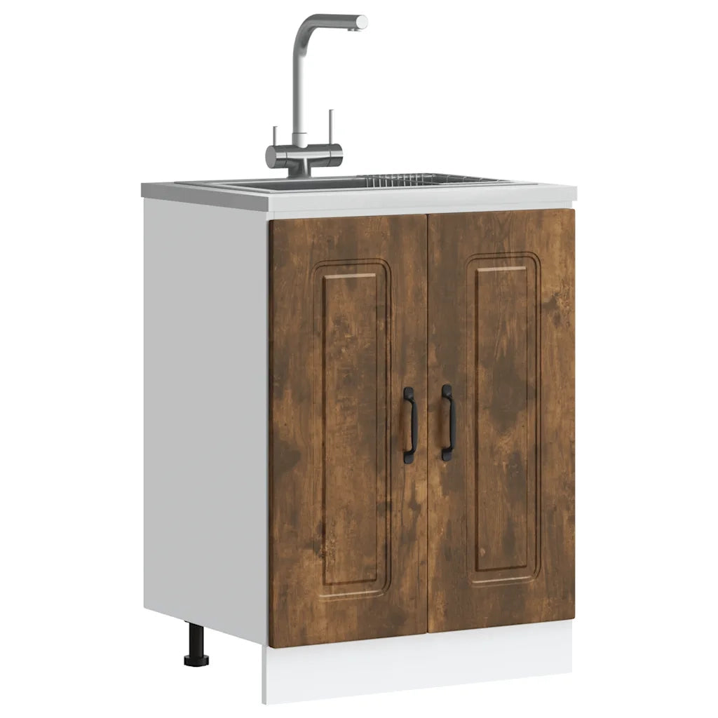 Pensile da cucina | Mobile base lavello Kalmar Rovere Fumo 60x46x81,5 cm Truciolato