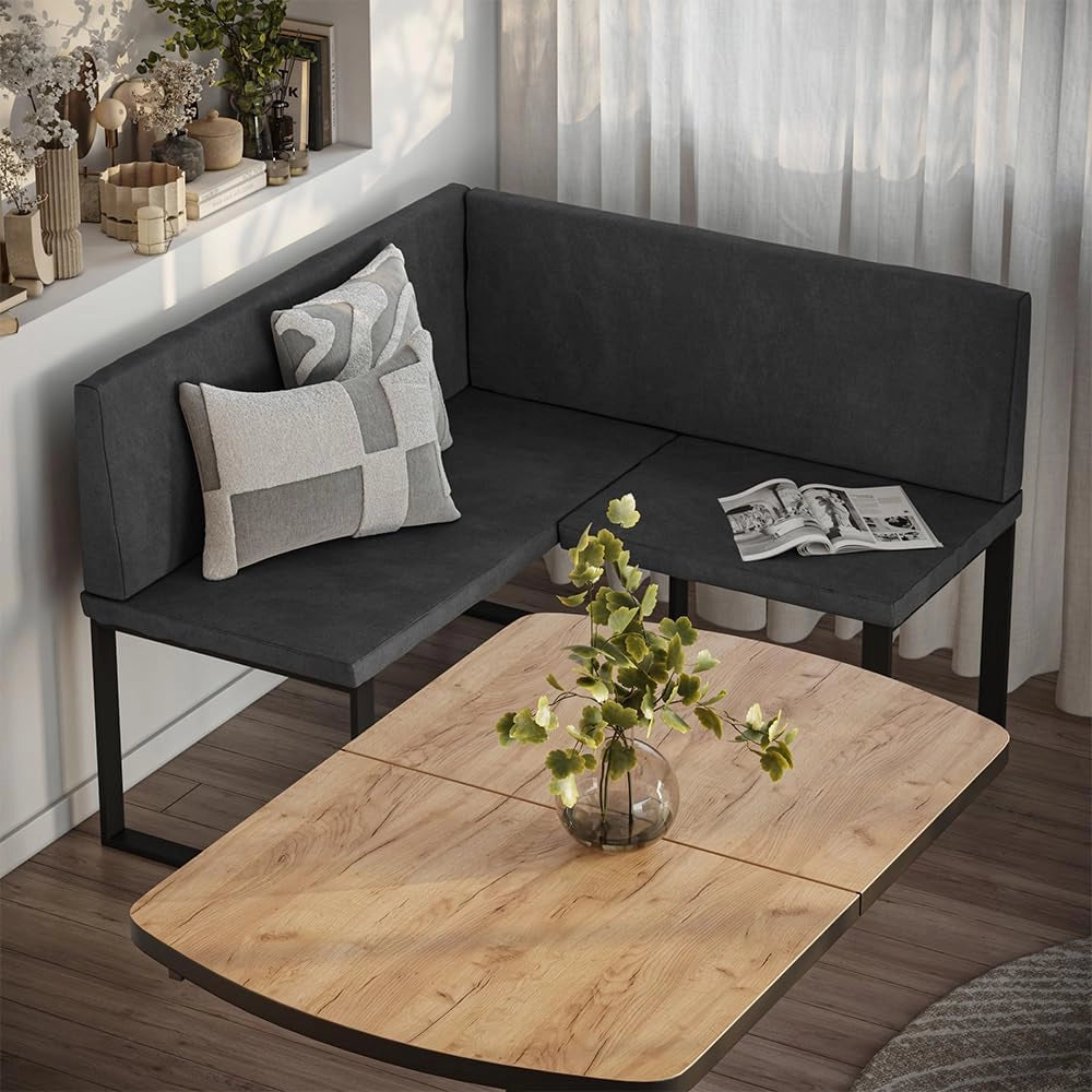 Vicco panca ad angolo Ravon, Antracite, 120 x 120 cm