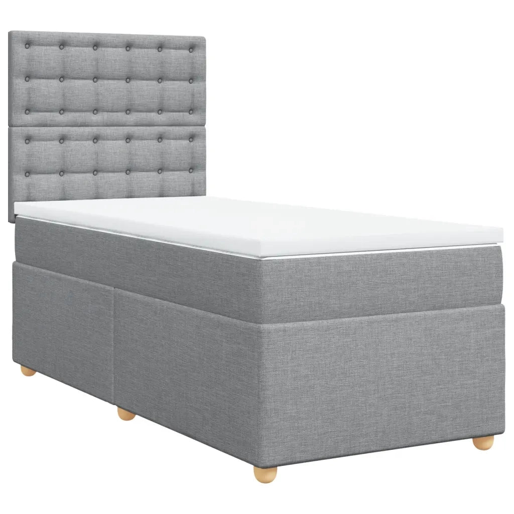 Giroletto a Molle con Materasso Grigio Chiaro100x200 cm Tessuto