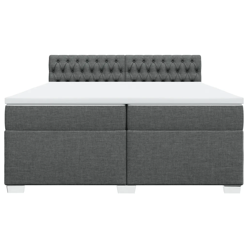 Giroletto a Molle con Materasso Grigio Scuro 200x200 cm Tessuto