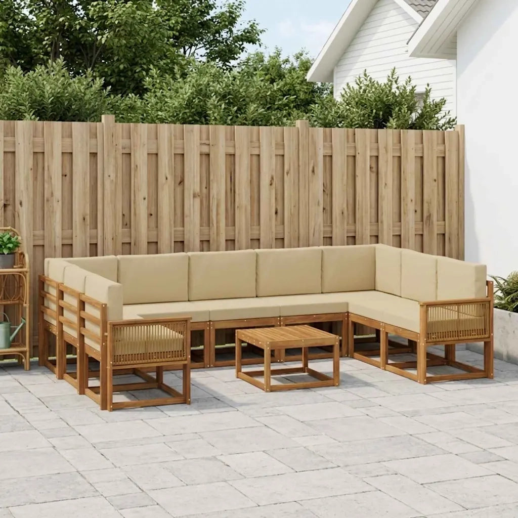 Set di divani da esterno con cuscino 10 pcs Naturale e Beige 3385559