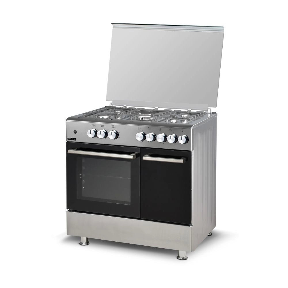 Cucina a gas 5 fuochi e forno elettrico Samet Ermete colore inox classe A