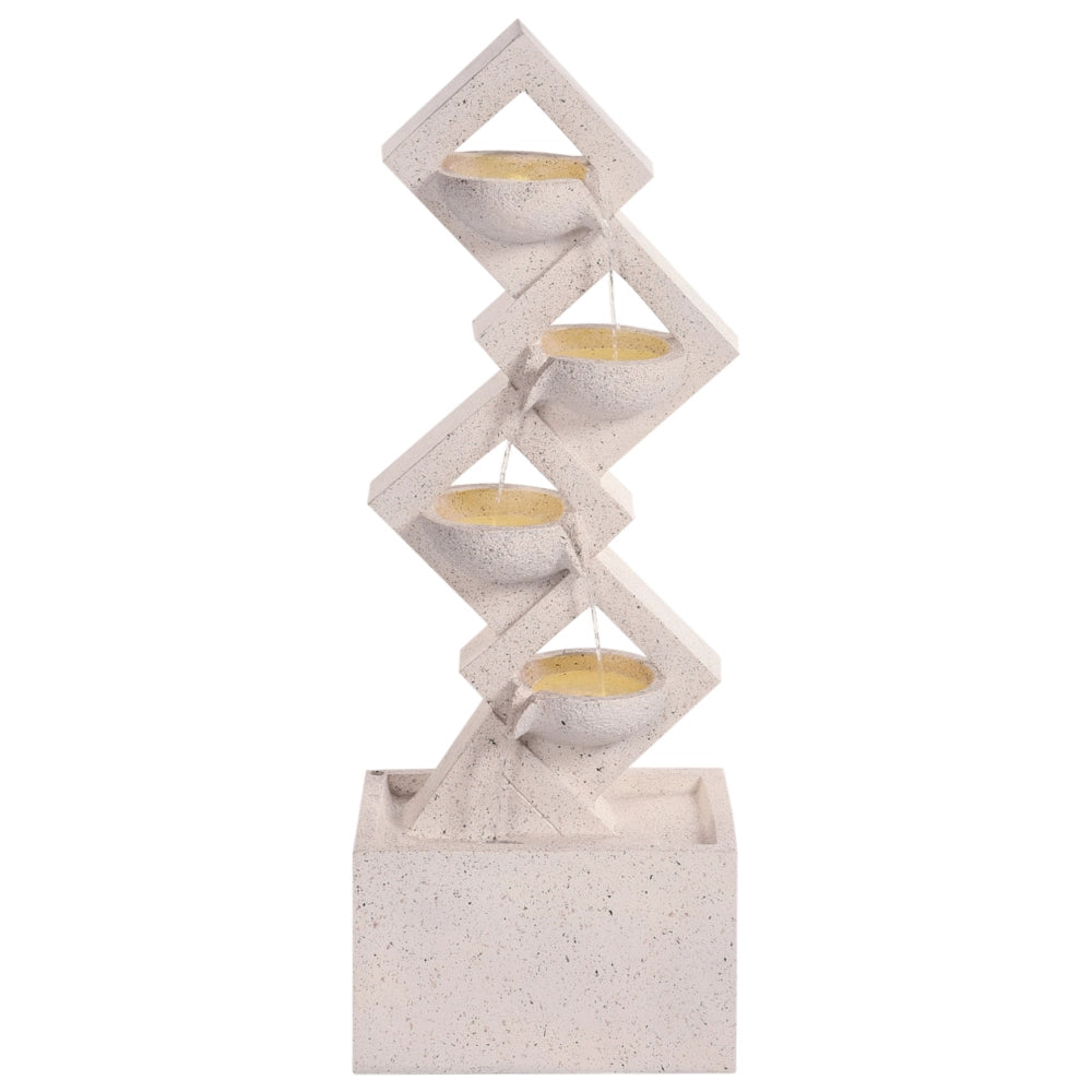 Fontana da giardino in resina beige per esterni con luce LED inserita Design moderno