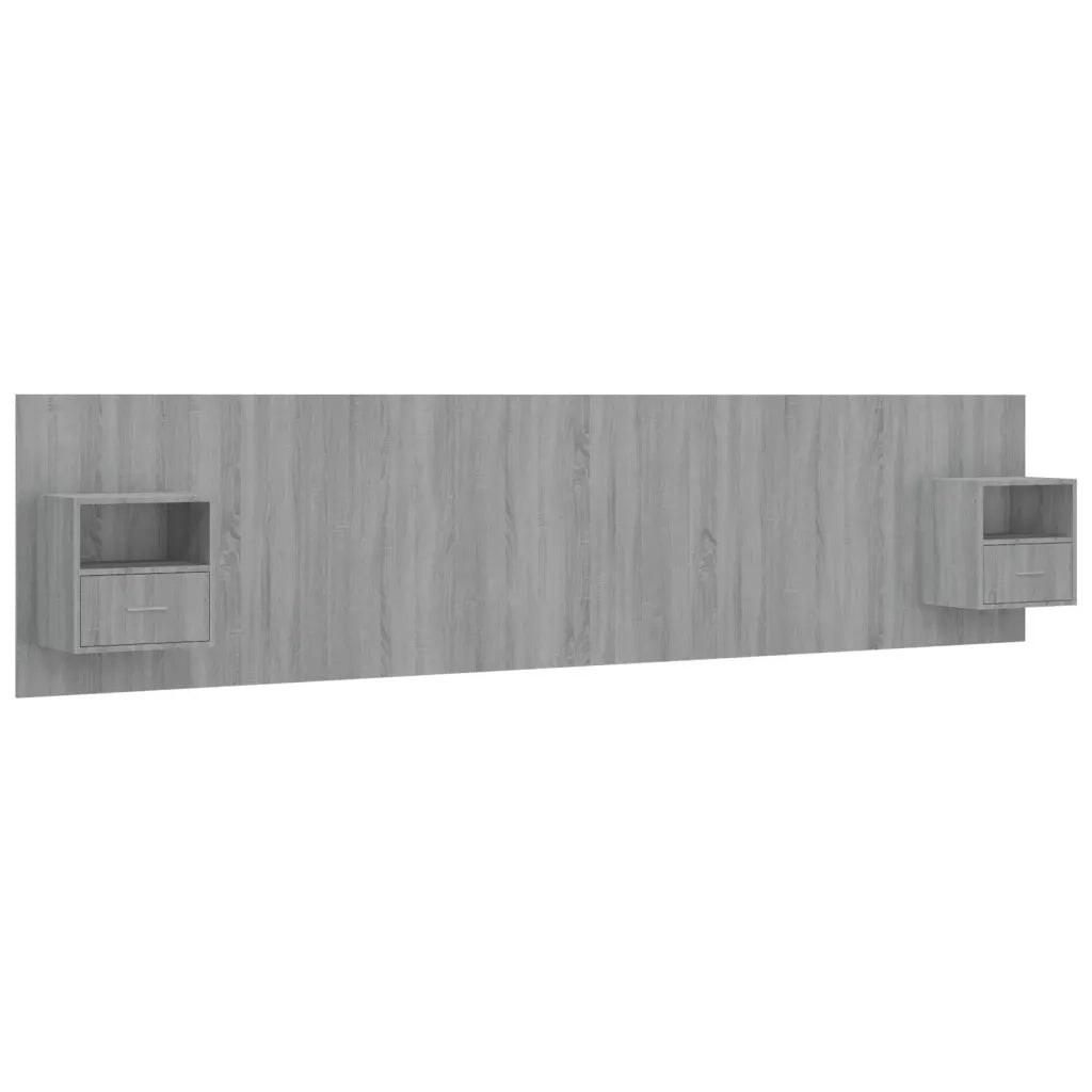 Testiera | Testata Letto con Comodini in Legno Multistrato Grigio Sonoma