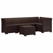Divano da Giardino 5 Posti Stile Rattan PP Marrone 3444067