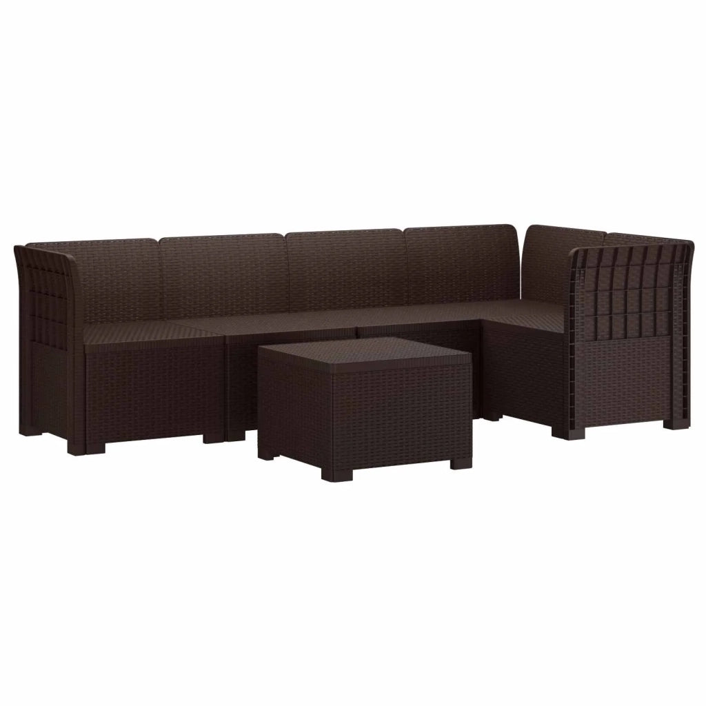 Divano da Giardino 5 Posti Stile Rattan PP Marrone 3444067