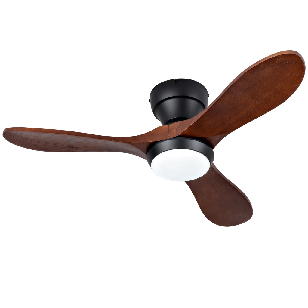 Ventilatore da soffitto da 36 pollici con luce LED regolabile e telecomando, nero e noce scuro