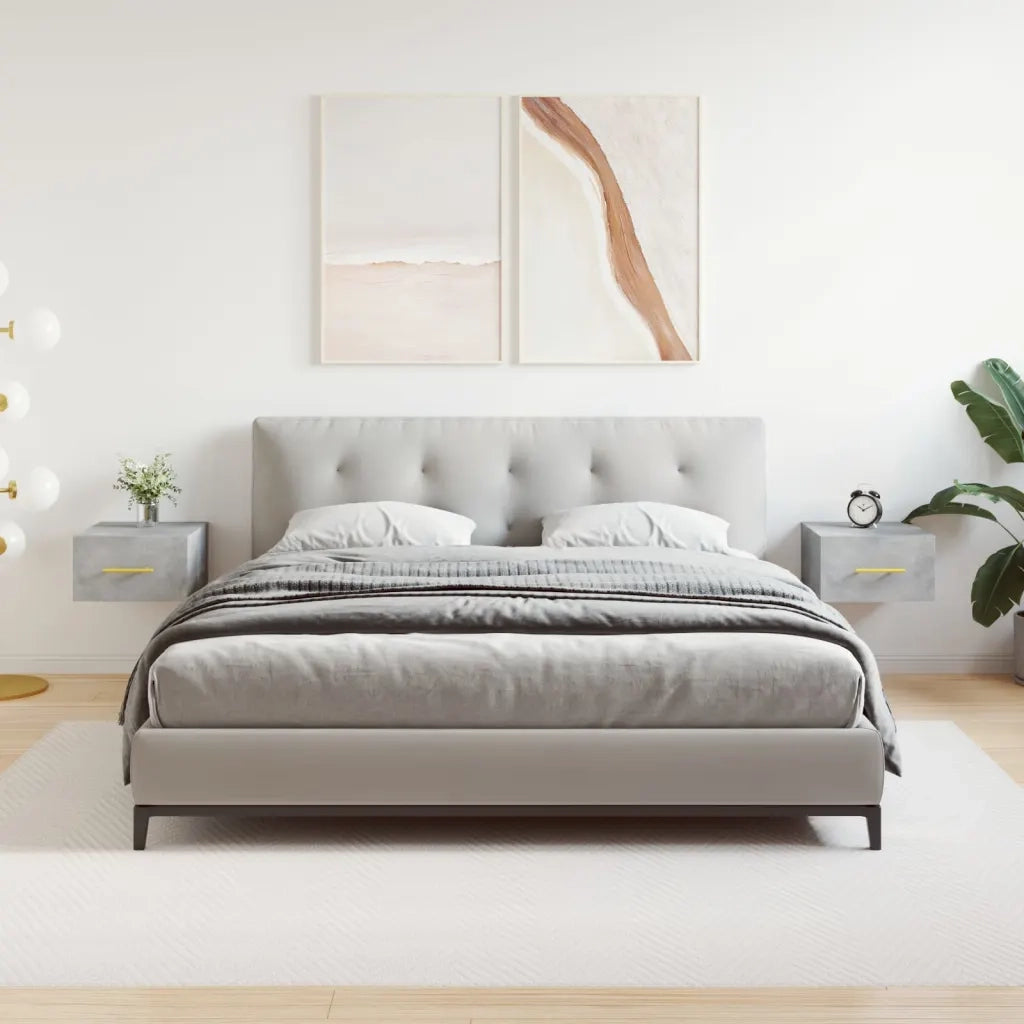Comodini a Muro 2 pz Grigio Cemento 35x35x20 cmcod mxl 103741