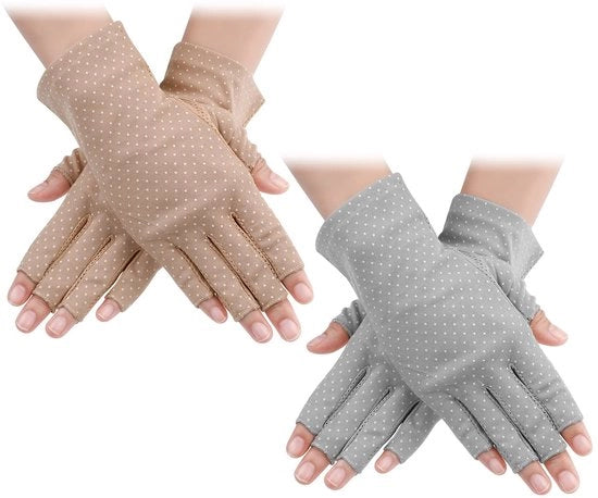 Manopole protettive da sole Leggerezza - Manopole senza dita - Antiscivolo - Protezione UV - 2 paia - Materiale confortevole - Manopole da guida