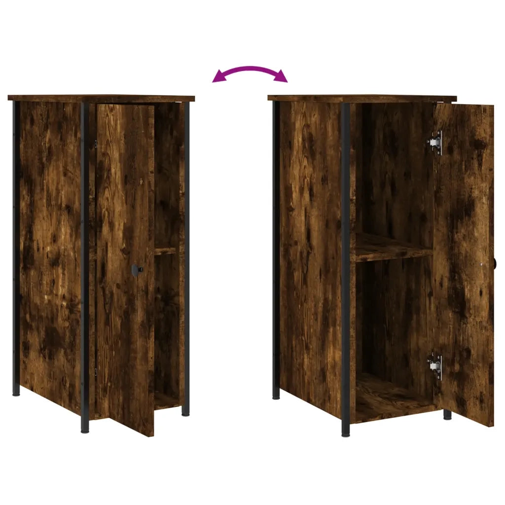 Comodino | Armadio da Notte | Mobiletto da notte Rovere Fumo 32x42x80 cm in Legno Multistrato
