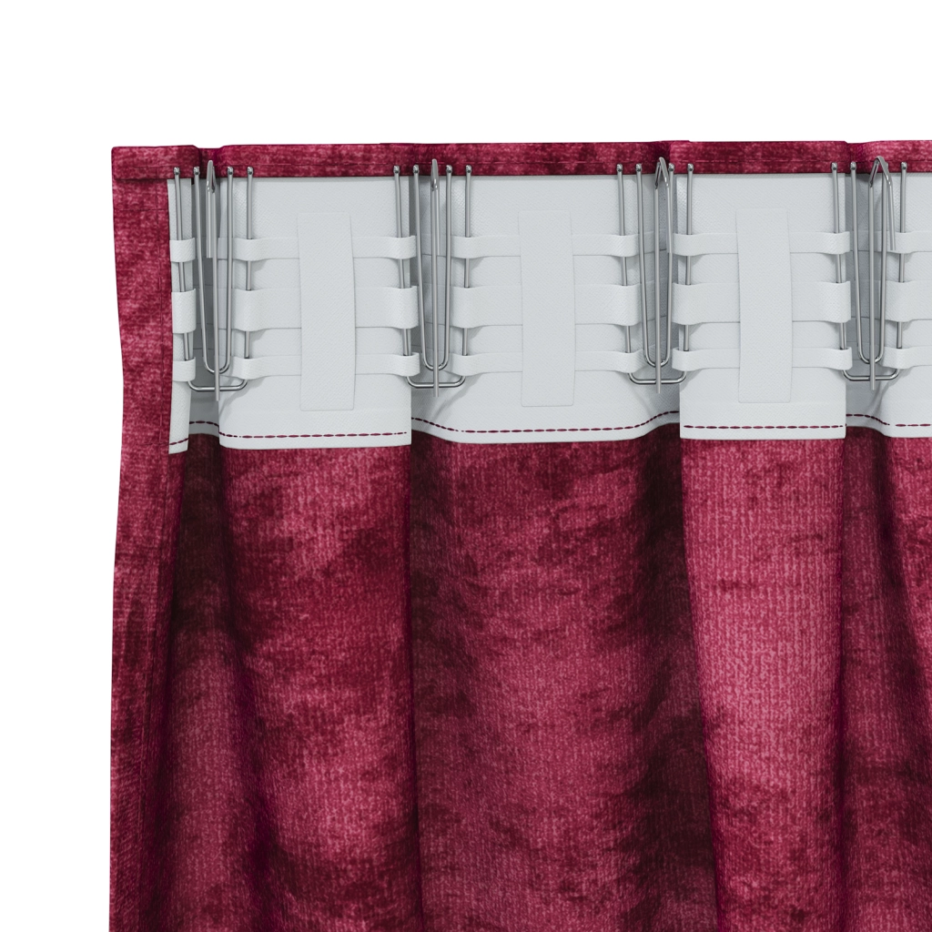 Tende in Velluto 2 pezzi con Occhielli Rosso Borgogna 260x140 cm