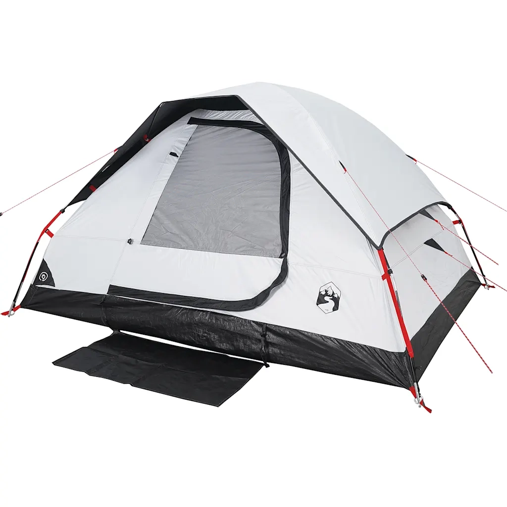 Tenda Campeggio a Cupola 4 Persone Bianca Tessuto Impermeabile
