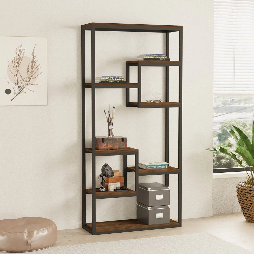 Biblioteca Rofrano, Libreria 6 Ripiani, 85x29x182h cm Nero