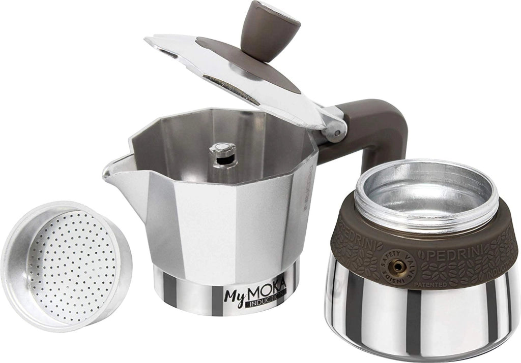 PEDRINI MY MOKA CAFFETTIERA 3 TAZZE INDUZIONE ACCIAIO INOX SILICONE BLU NOTTE