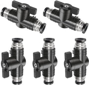 Connettori pneumatici 8 mm - 5 pezzi - Valvola di chiusura dell'aria - Tubo a sezione circolare - Connetti direttamente - Materiale duraturo - Connettore rapido