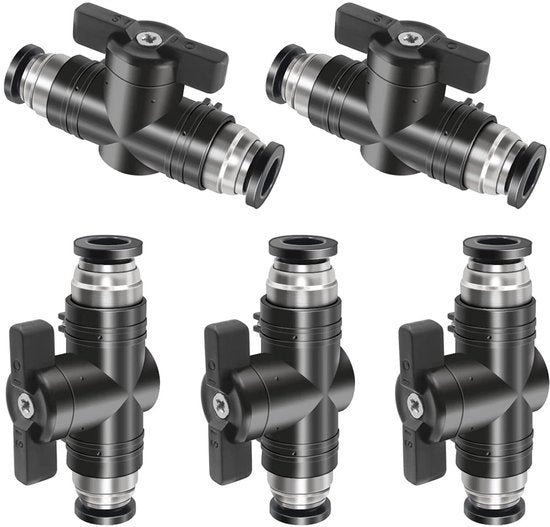 Connettori pneumatici 8 mm - 5 pezzi - Valvola di chiusura dell'aria - Tubo a sezione circolare - Connetti direttamente - Materiale duraturo - Connettore rapido