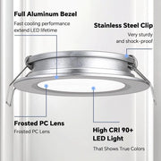 Lampada a LED inalabile per soffitto, spot inalabile a bassa profondità 5000K per camper, barca, caravan, cucina, bagno - materiale in alluminio, colore freddo bianco - argento