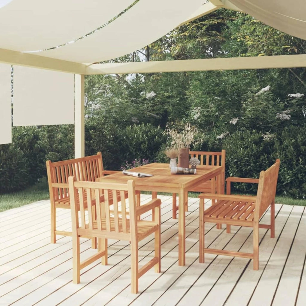 Set da pranzo da giardino 5 pezzi, set da tavolo e sedie da giardino, tavolo e sedie da terrazza, set di mobili da giardino, set da terrazza in legno massello di teak