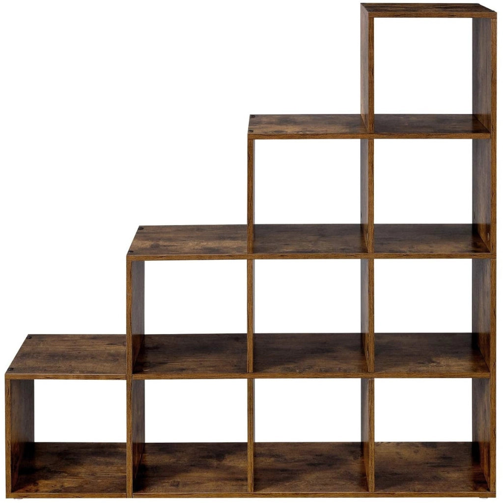 Libreria Scalare a Gradini Stile Rustico in Truciolato Marrone