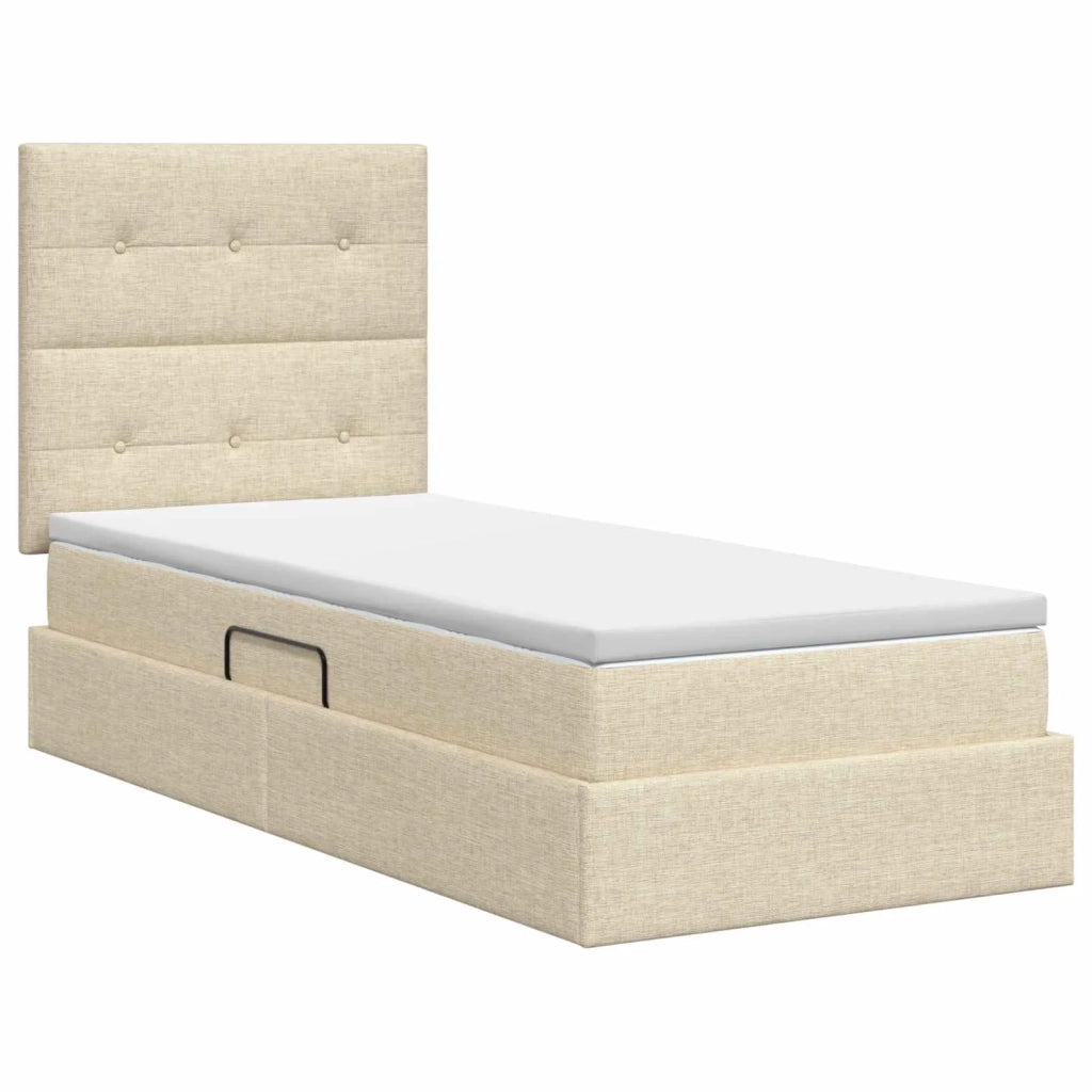 Letto con contenitore e materasso Crema 90 x 190 cm Tessuto 3459475