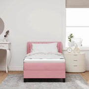 Letto a molle con materasso Rosa 90 x 200 cm Velluto 3340429
