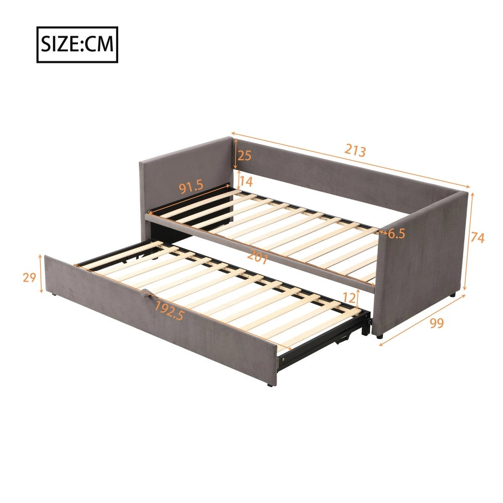 Letto Estraibile Matrimoniale Imbottito in Velluto ¨C MINIMAL ¨C Grigio 90x200/180x200