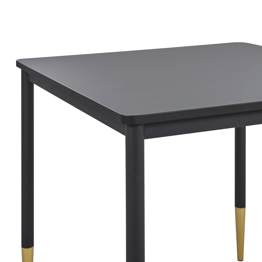 Tavolo da pranzo Piano in MDF Nero Tavolo da cucina quadrato 80 x 80 cm con gambe in metallo Stile glamour