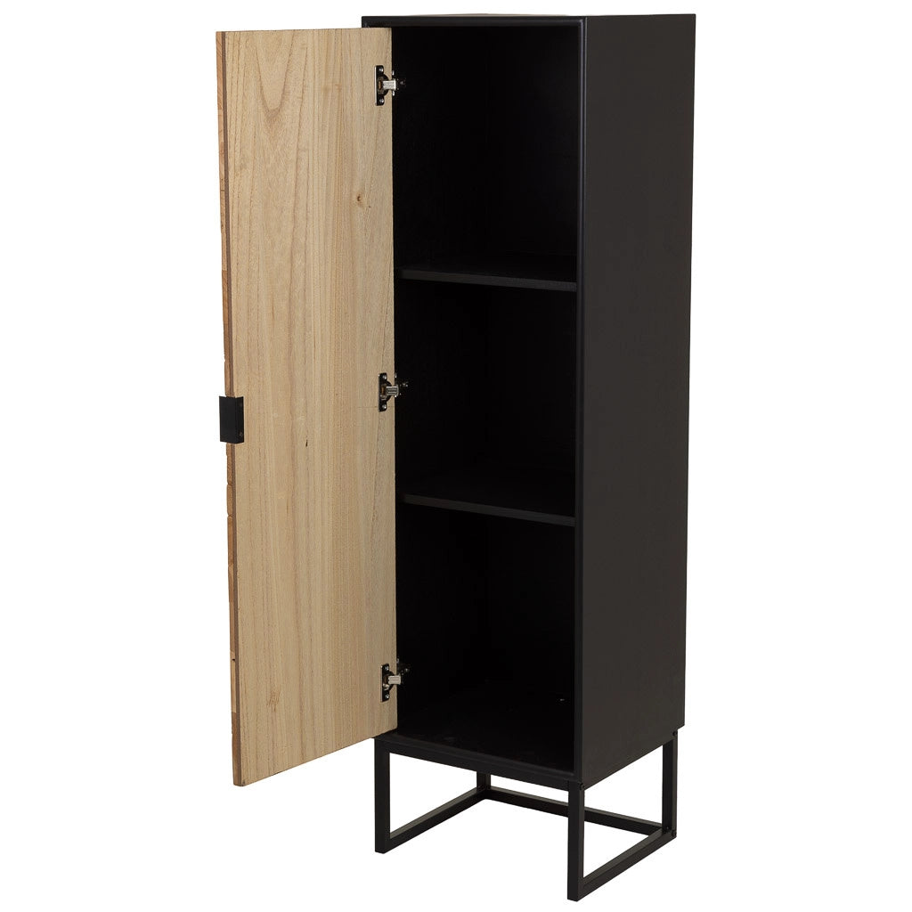Mobiletto in legno di recupero nero con 2 ripiani 40,5x37x139,5h cm