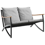 Panchina da Giardino | Panca da Giardino con Cuscini 120 cm Nera in Acciaio