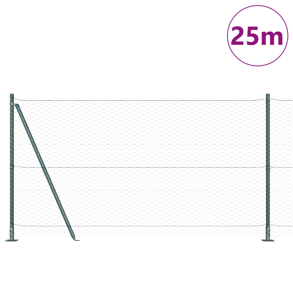 Set di Recinzione Set di 2 Verde Acciaio 25 x 1.2 m Durevole