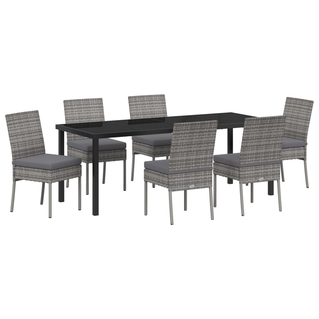 Set da Pranzo da Giardino 7 Pezzi Grigio Polyrattan