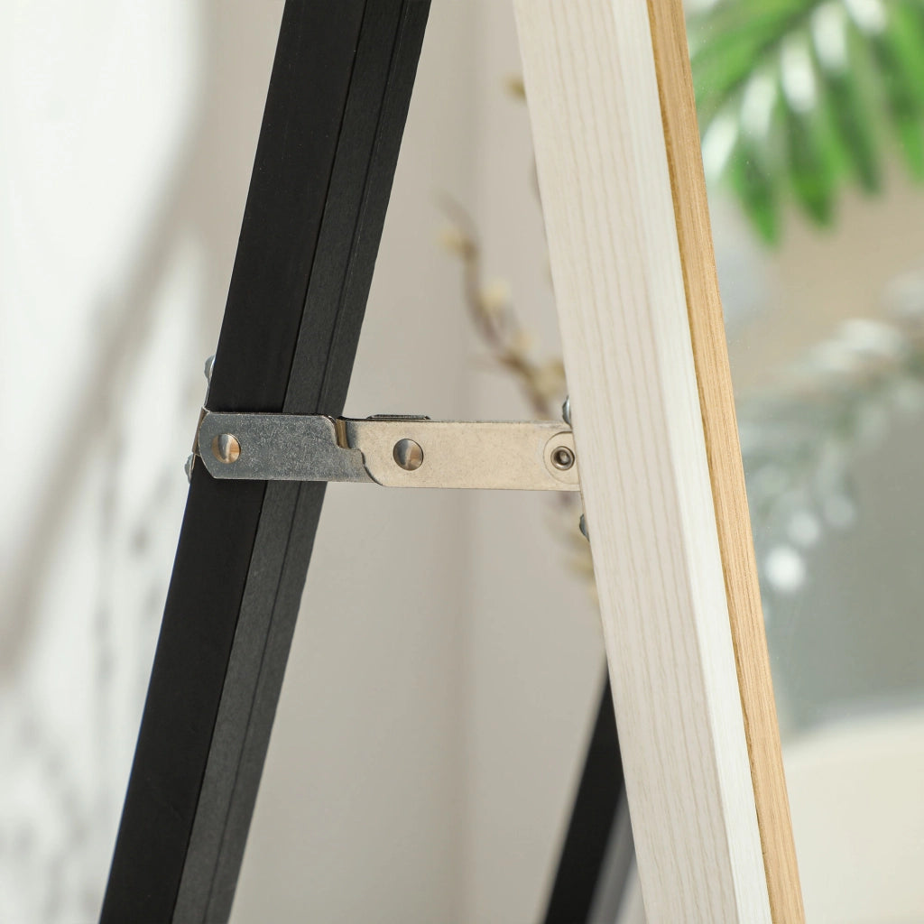 Specchio a Pieno Corpo 157x37 cm con Cornice MDF ¨C Zephmum ¨C Bianco e Marrone Scuro