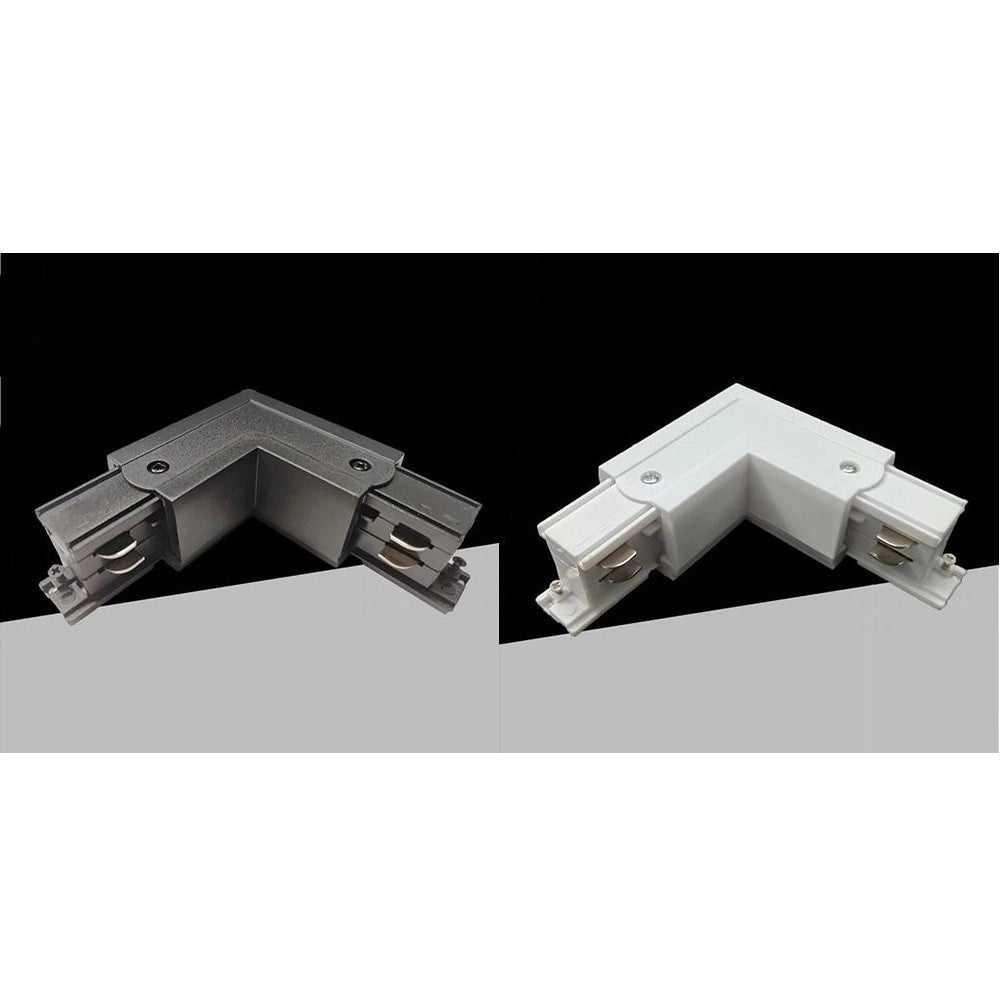 Trade Shop - Connettore Angolare Tipo L Giunto Curvo Binario Track Trifase Bianco Nero Gf070-l -