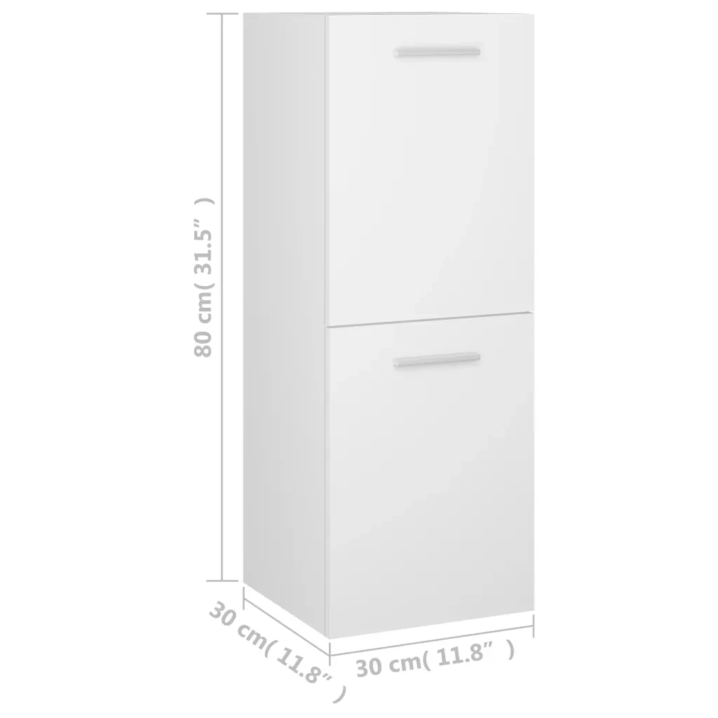 Mobiletto da bagno a parete con 2 scomparti 30 x 30 x 80 cm stile elegante e raffinato legno composito bianco 02_0047833