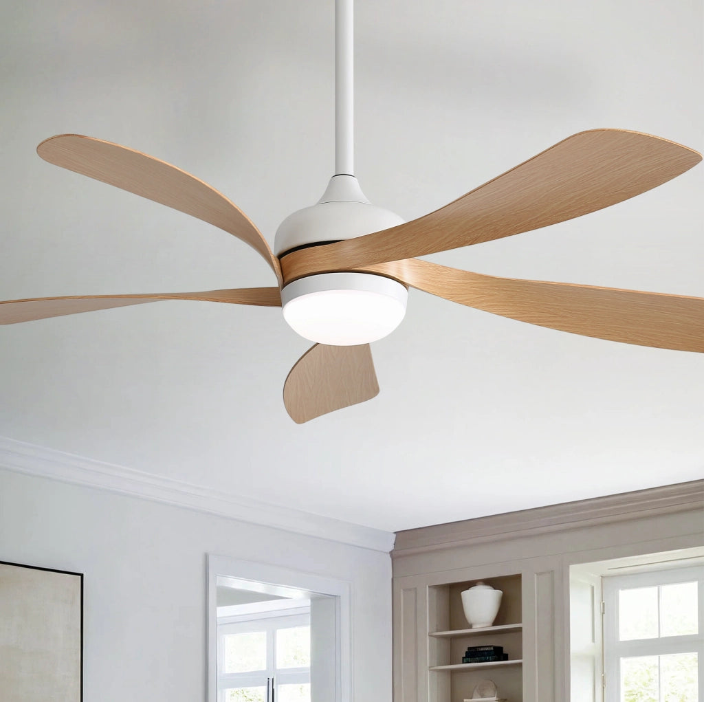 Ventilatore da soffitto 42" con LED dimmerabile; motore DC reversibile; ABS bianco