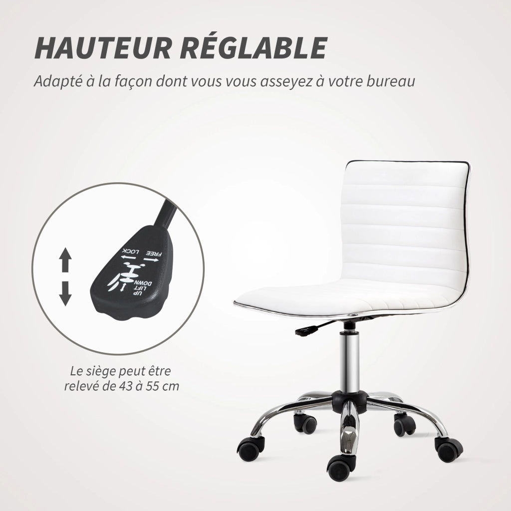 Sedia da ufficio senza braccioli ¨C zephmum ¨C regolabile in altezza, imbottita, bianco 48x52x78-90cm