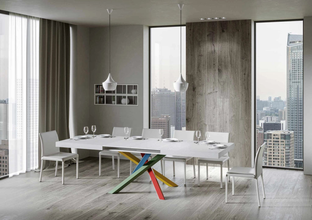 Tavolo Allungabile 140-244x90x77 cm Volantis Bianco Frassino Telaio 4B