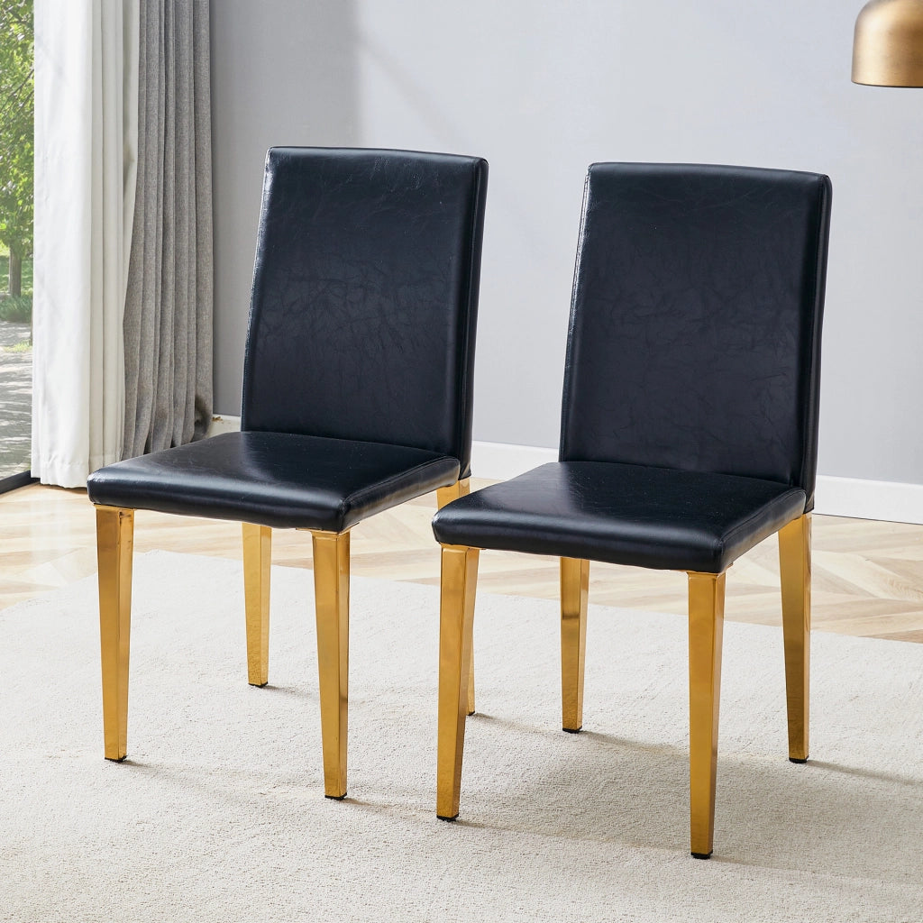 SEDIA Set da 2 pezzi 90 cm Nero/Oro in PU e metallo