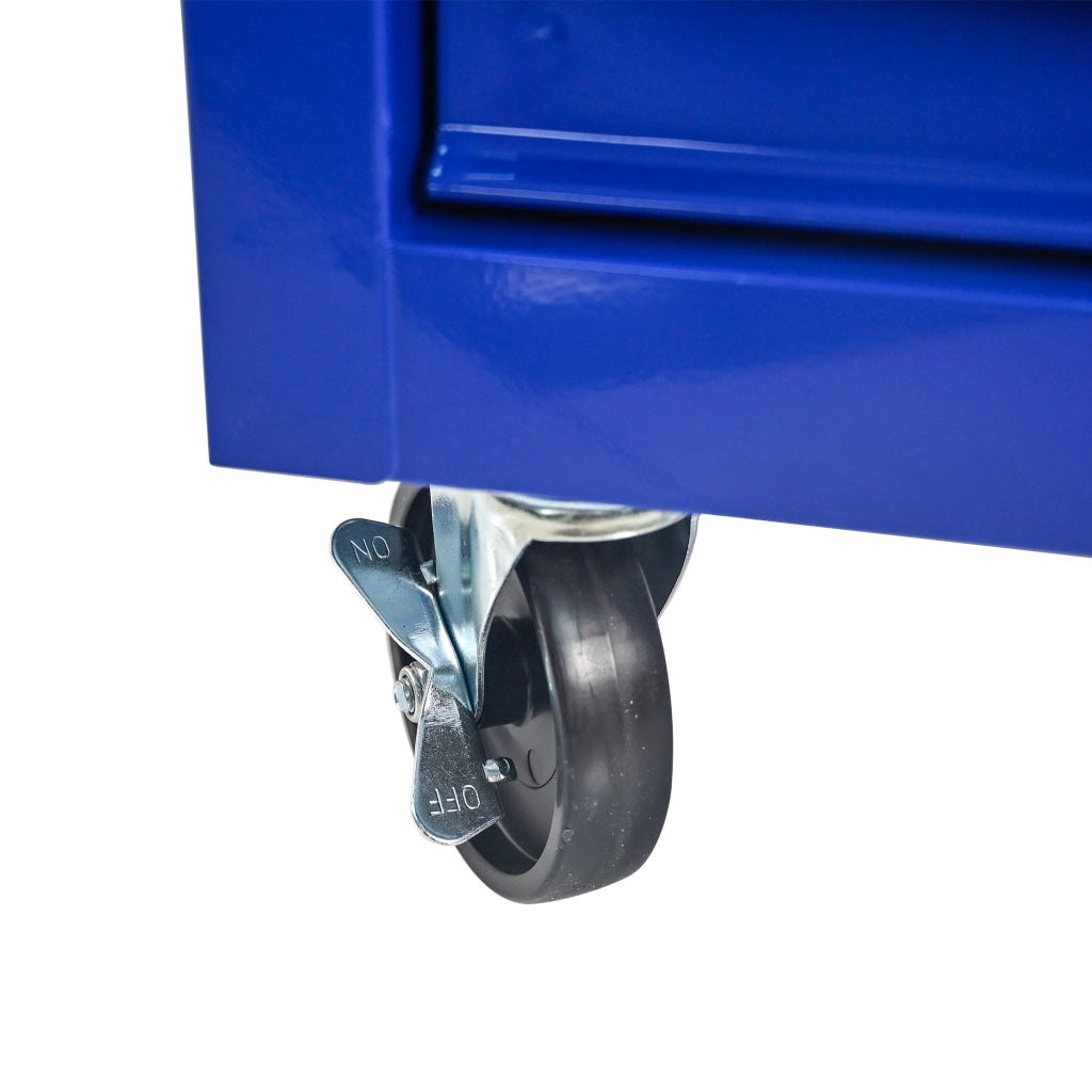 CARRELLO PORTAUTENSILI 5 Cassetti con ruote, acciaio nero e blu