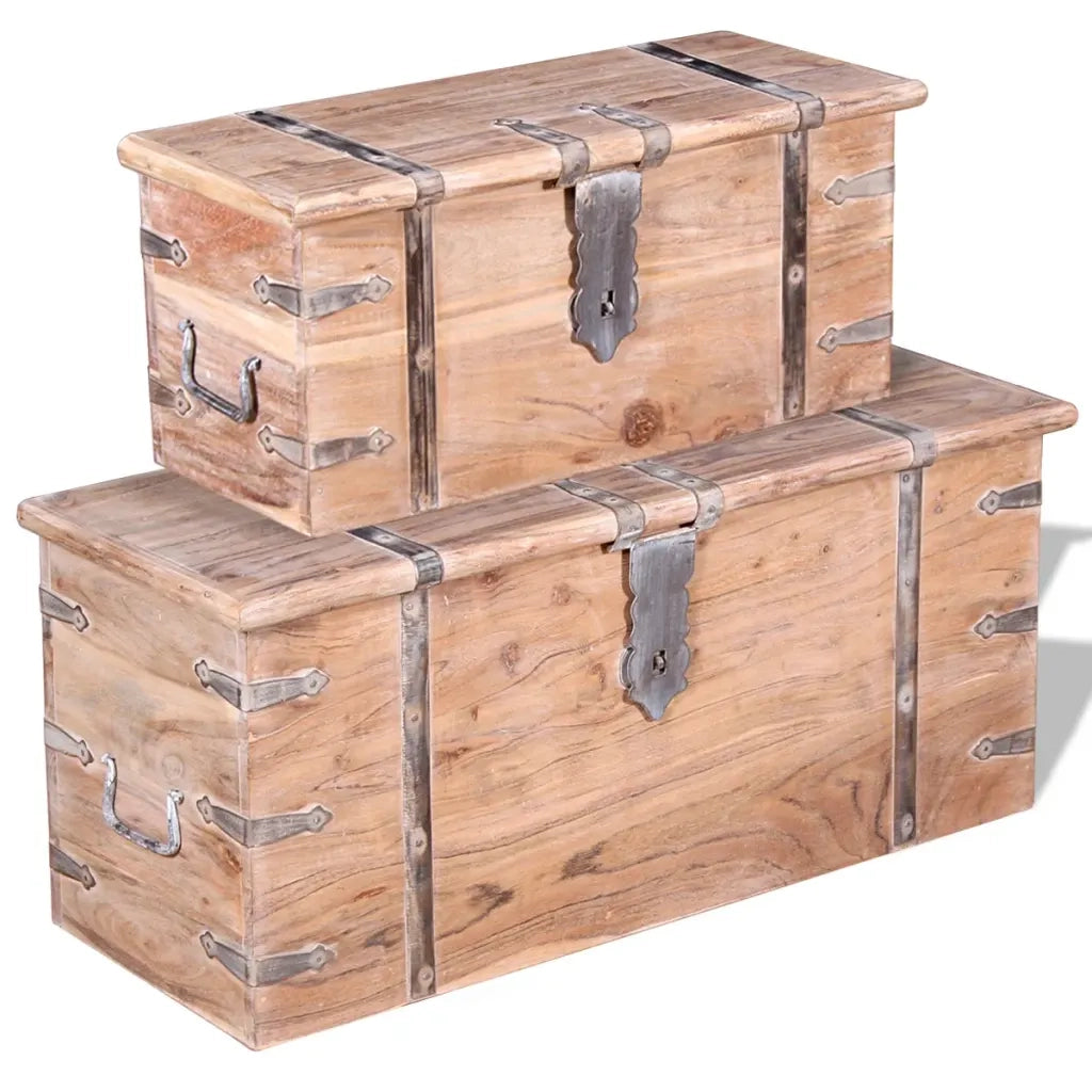 Set 2 Pezzi Cassapanca in Legno Massiccio di Acacia CFW9114725