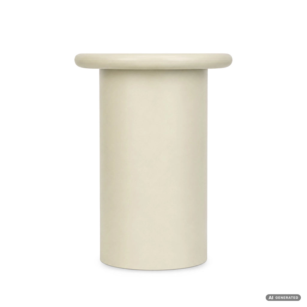 Tavolino da salotto rotondo MONO 30 cm crema con base cilindrica