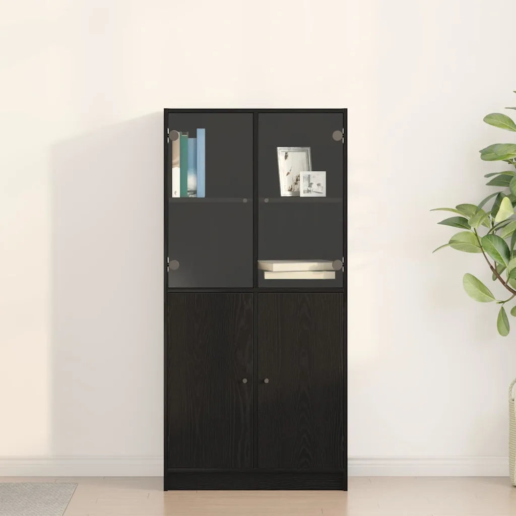Credenza | Madia | Buffet da pranzo | Armadio da pranzo Rovere Nero 68 x 37 x 142 cm