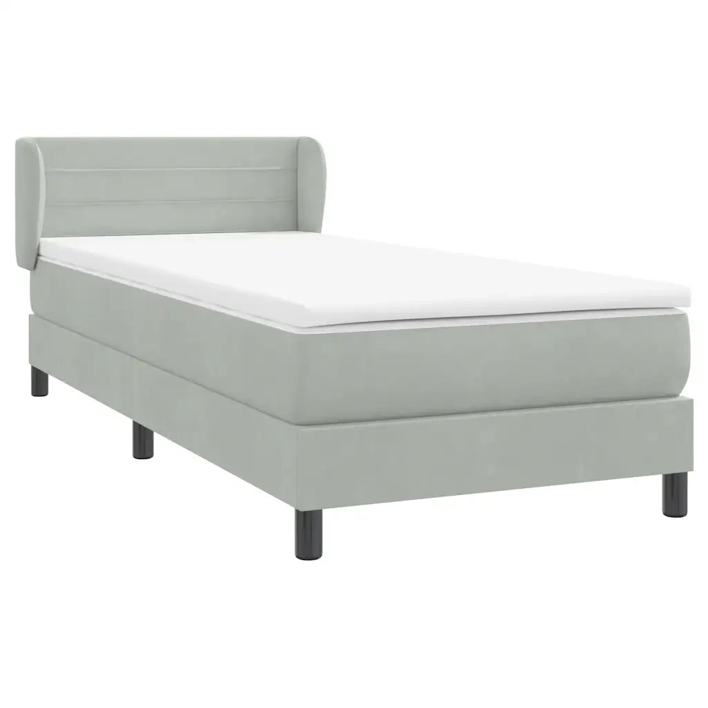 Giroletto a Molle con Materasso grigio chiaro 90x210 cm Velluto