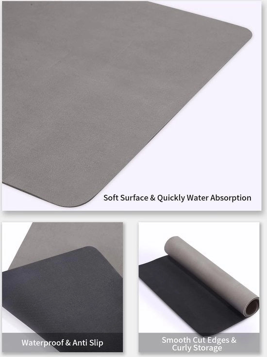 Tappeto antiscivolo, assorbente, microfibra, antiscivolo, lavabile, assorbente rapido, 40 x 60 cm, grigio