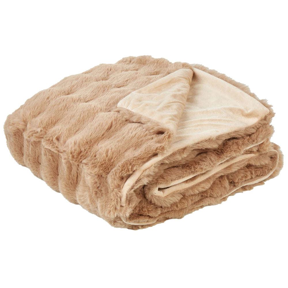 Coperta in finta pelliccia marrone 150 x 200 cm camera da letto