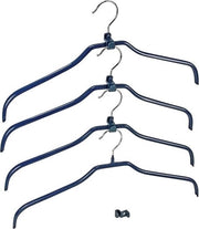 Hangers con rivestimento antiscivolo, connettore a clip, metallo cromato, 42 x 19 x 1 cm, finitura argentea lucida